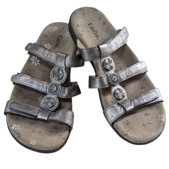 Taos , Prize 3, Triple Velcro Strap Bronze Sandals. Sz 9 - Picture 1 of 8